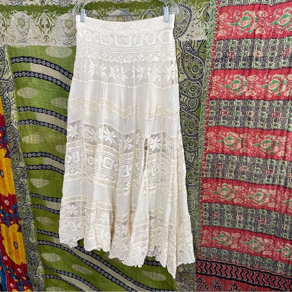 Rare NWT Free People Tofu Rebel Crochet Bohemian Maxi Skirt Size Medium - Picture 9 of 15